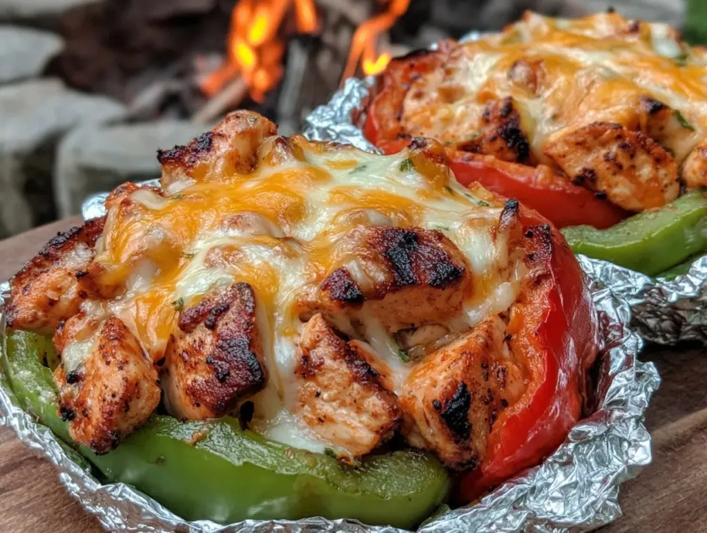 foil pack cheesy chicken fajitas - featured image