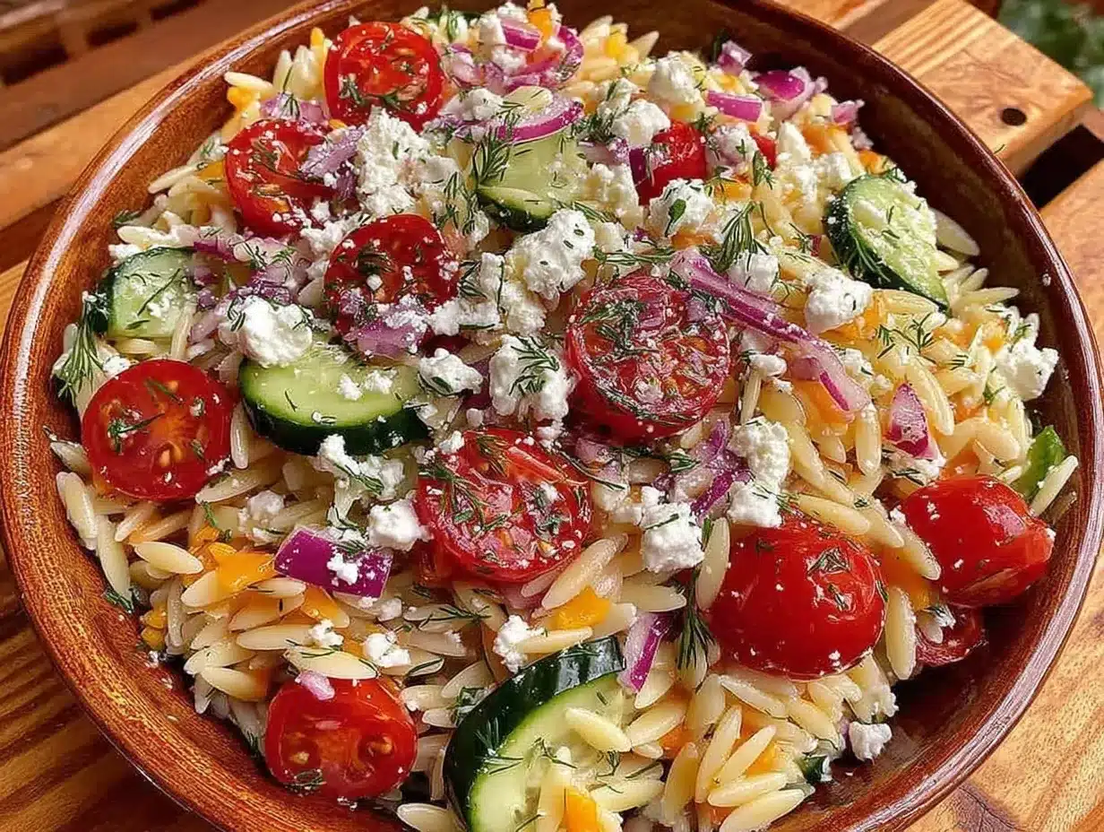 fresh greek orzo pasta salad preparation steps
