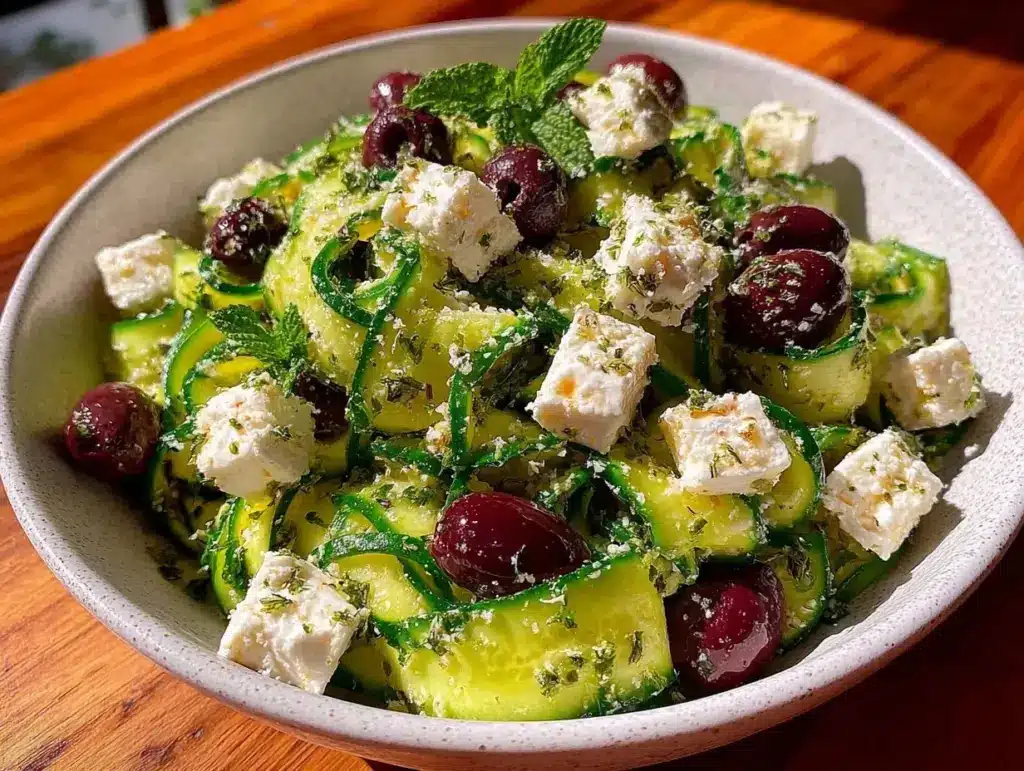 fresh keto cucumber feta salad - featured image