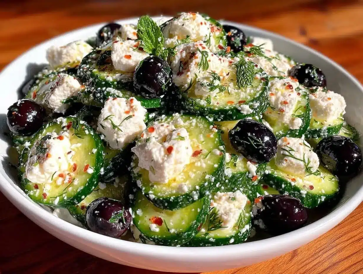 fresh keto cucumber feta salad preparation steps