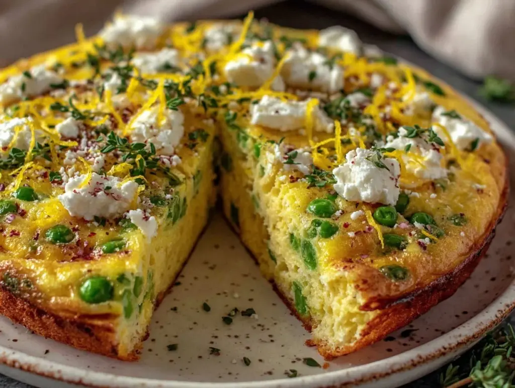 fresh spring pea and mint frittata - featured image