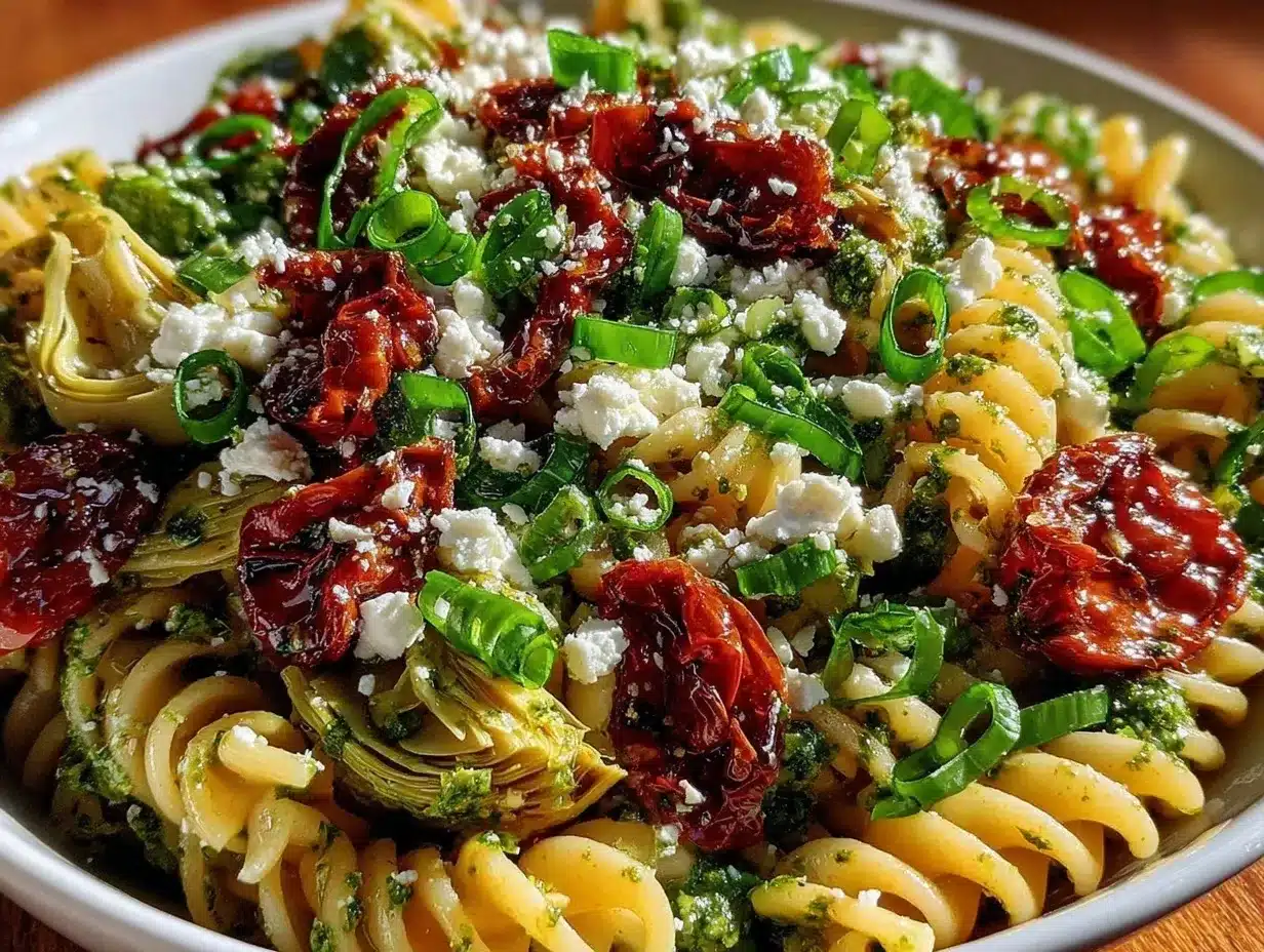 fresh spring pesto pasta salad preparation steps