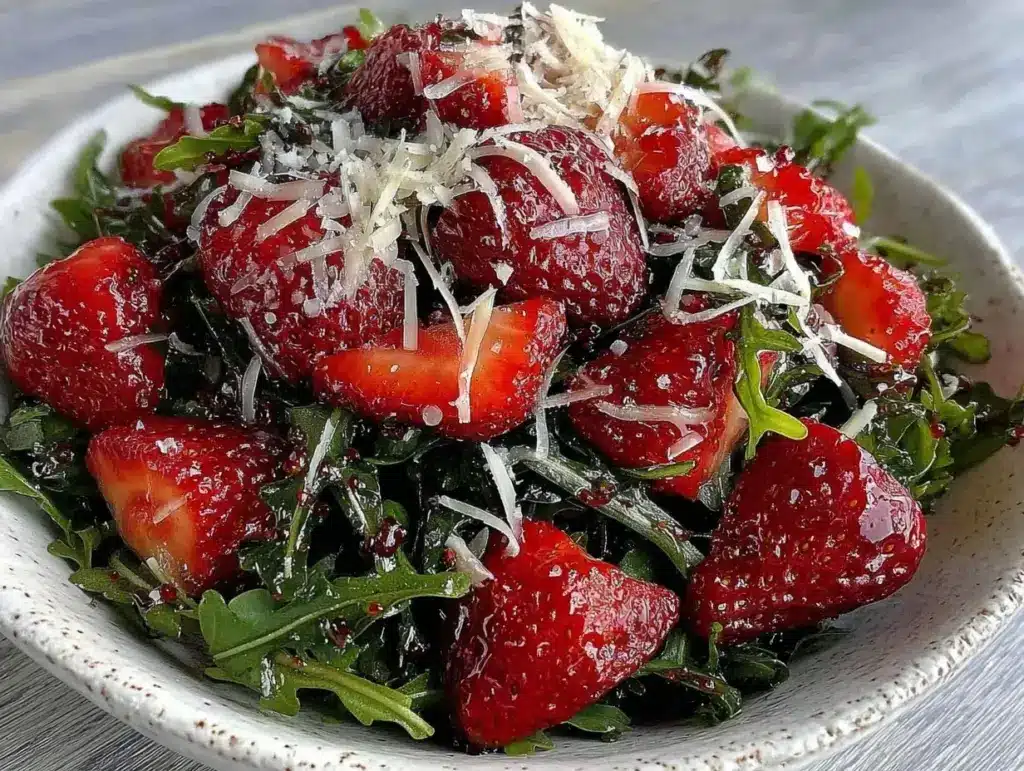 fresh strawberry arugula salad - featured image