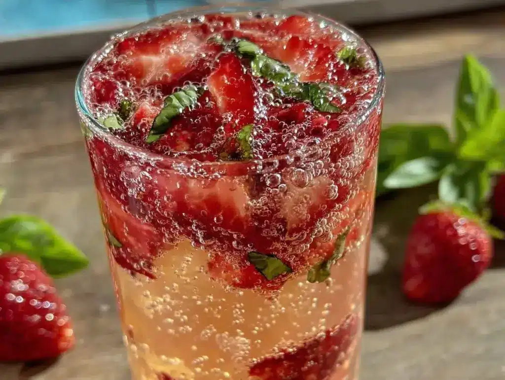 fresh strawberry basil mocktail - featured image