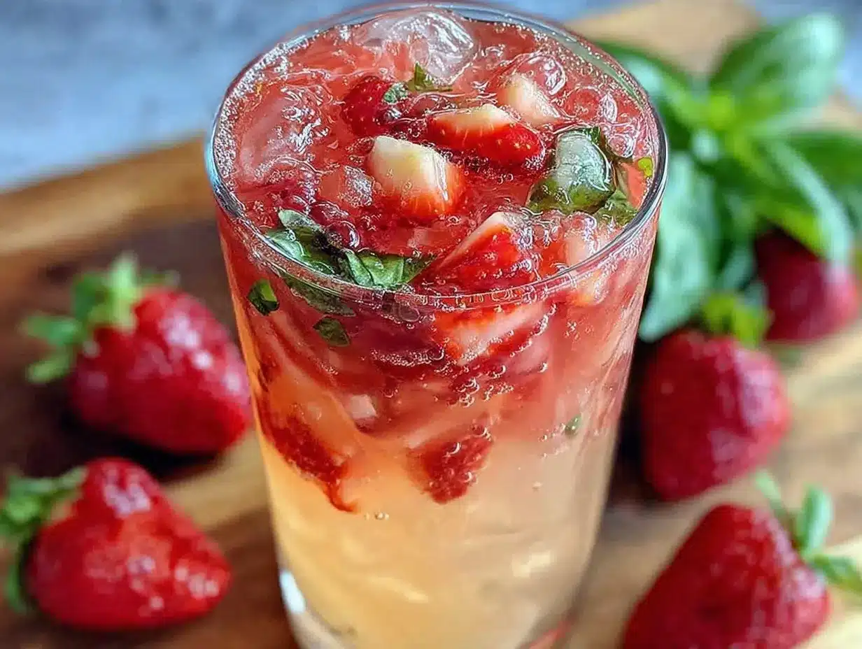 fresh strawberry basil mocktail preparation steps
