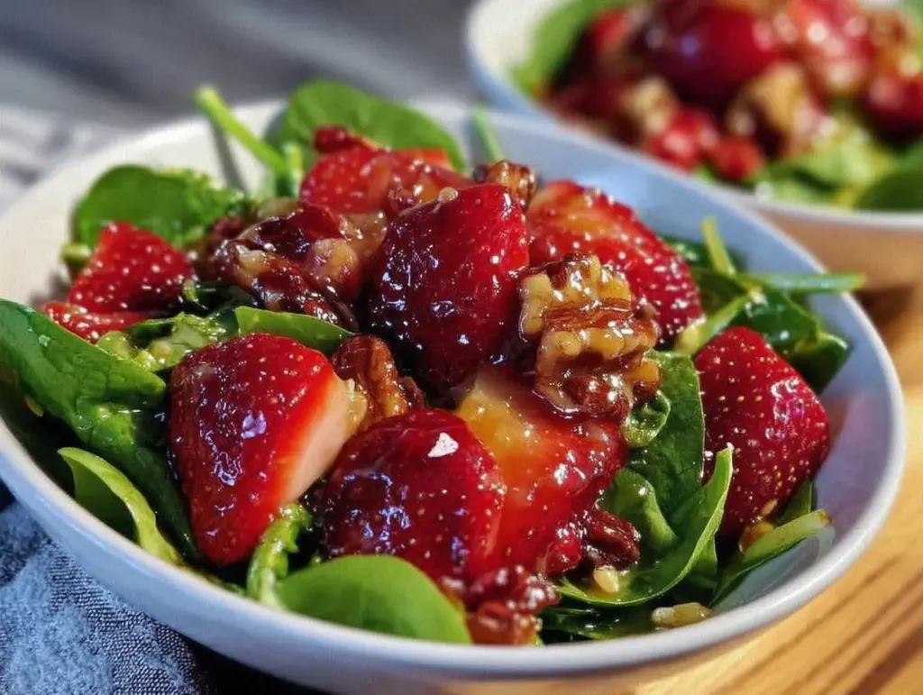 fresh strawberry spinach salad - featured image