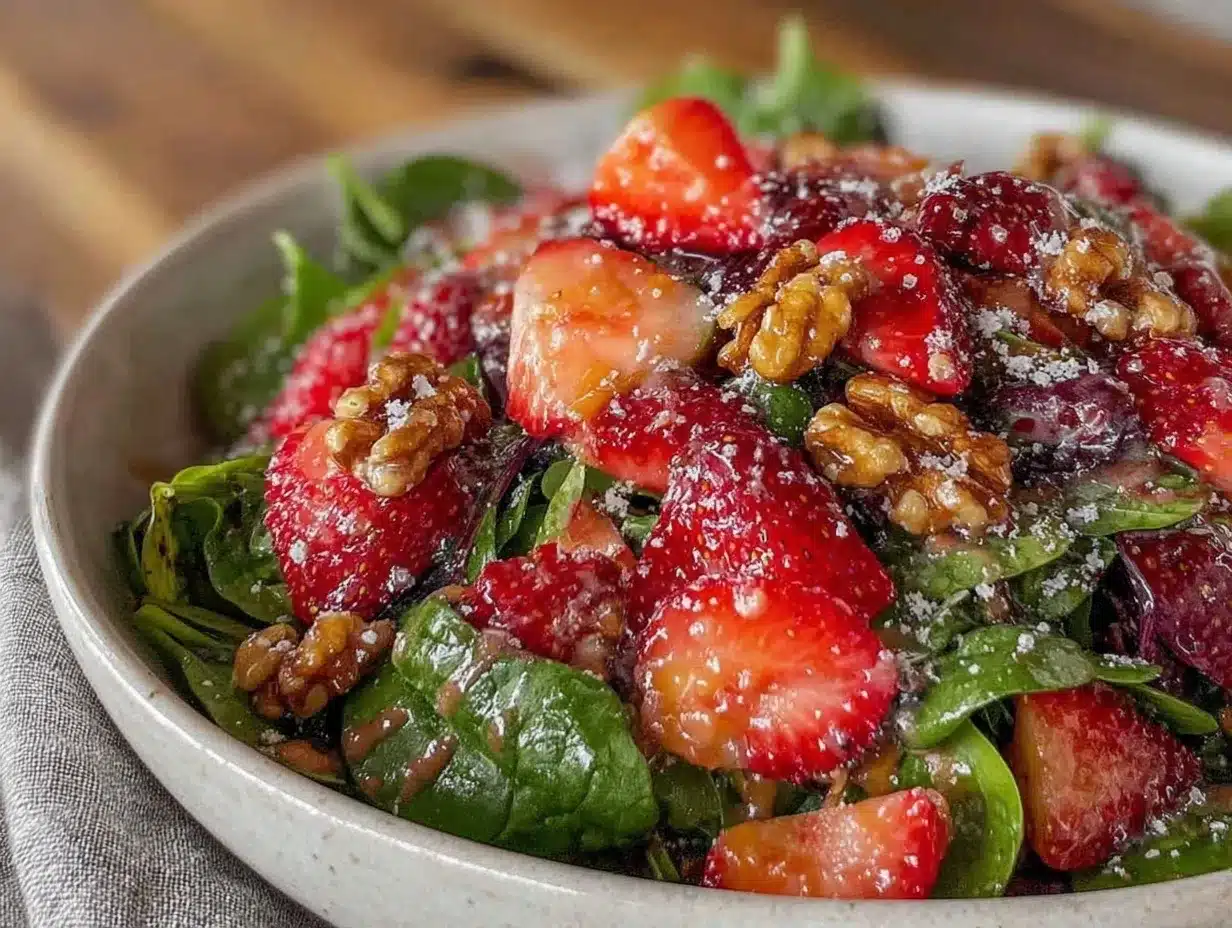 fresh strawberry spinach salad preparation steps
