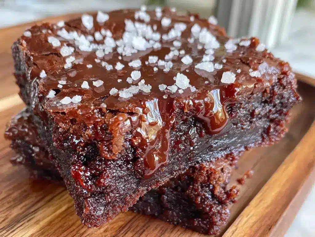 fudgy one-bowl sea salt brownies - featured image