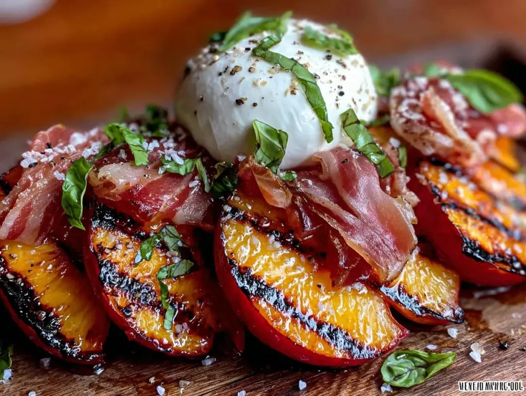grilled peach burrata salad - featured image