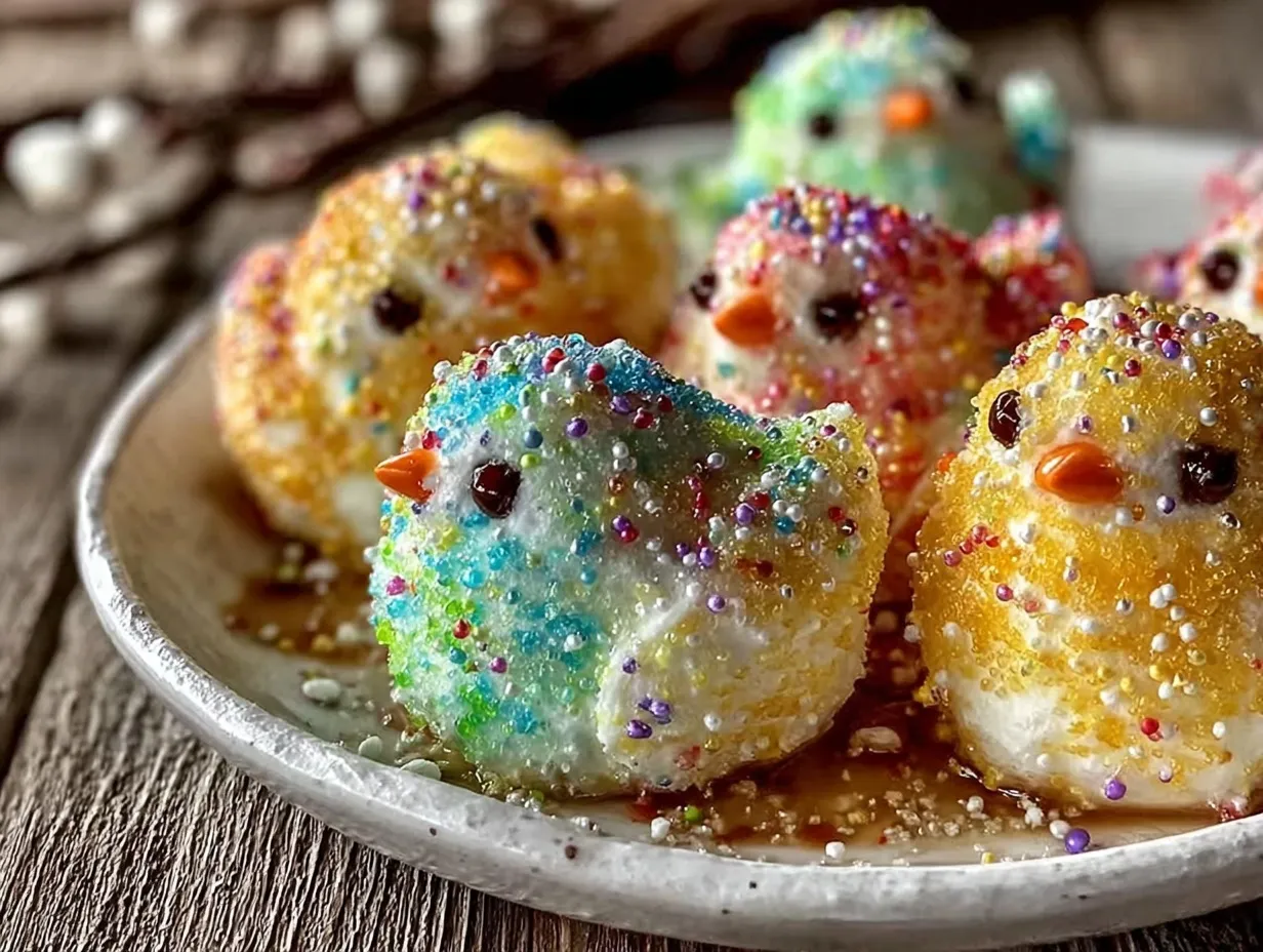 homemade Peeps marshmallow chicks preparation steps