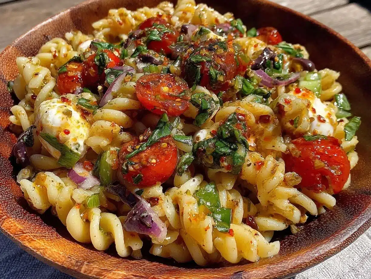 Italian pasta salad preparation steps