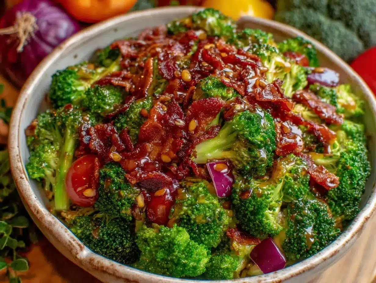 loaded broccoli bacon salad preparation steps