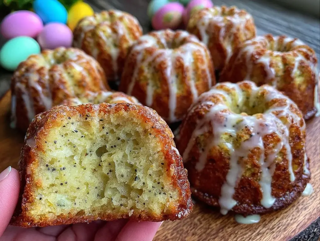 moist lemon poppy seed mini bundt cakes - featured image