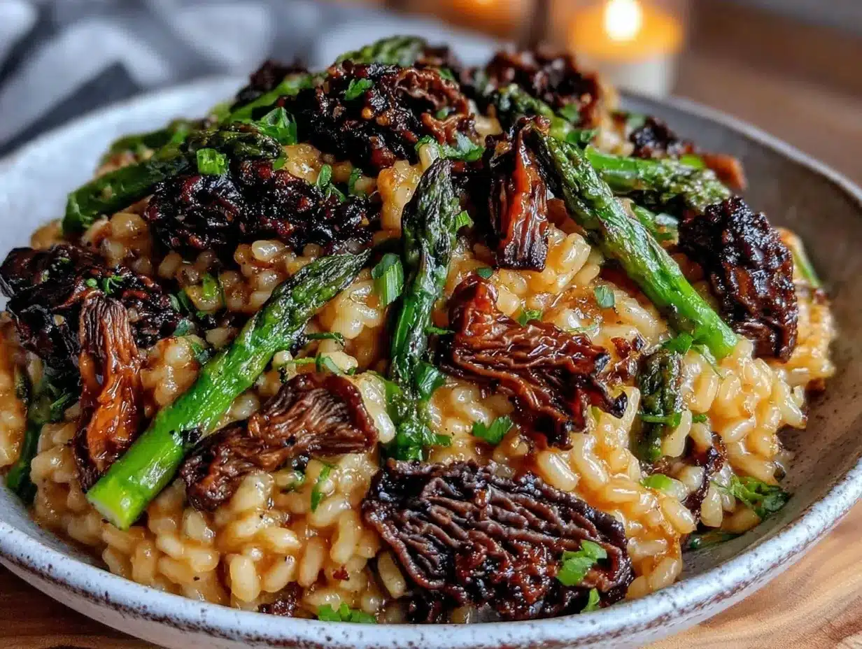 Morel Mushroom and Asparagus Risotto preparation steps
