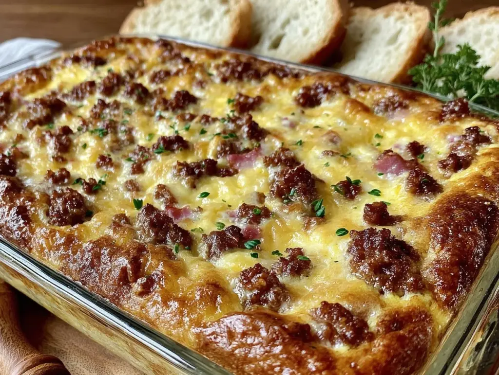 overnight egg casserole with sausage - featured image