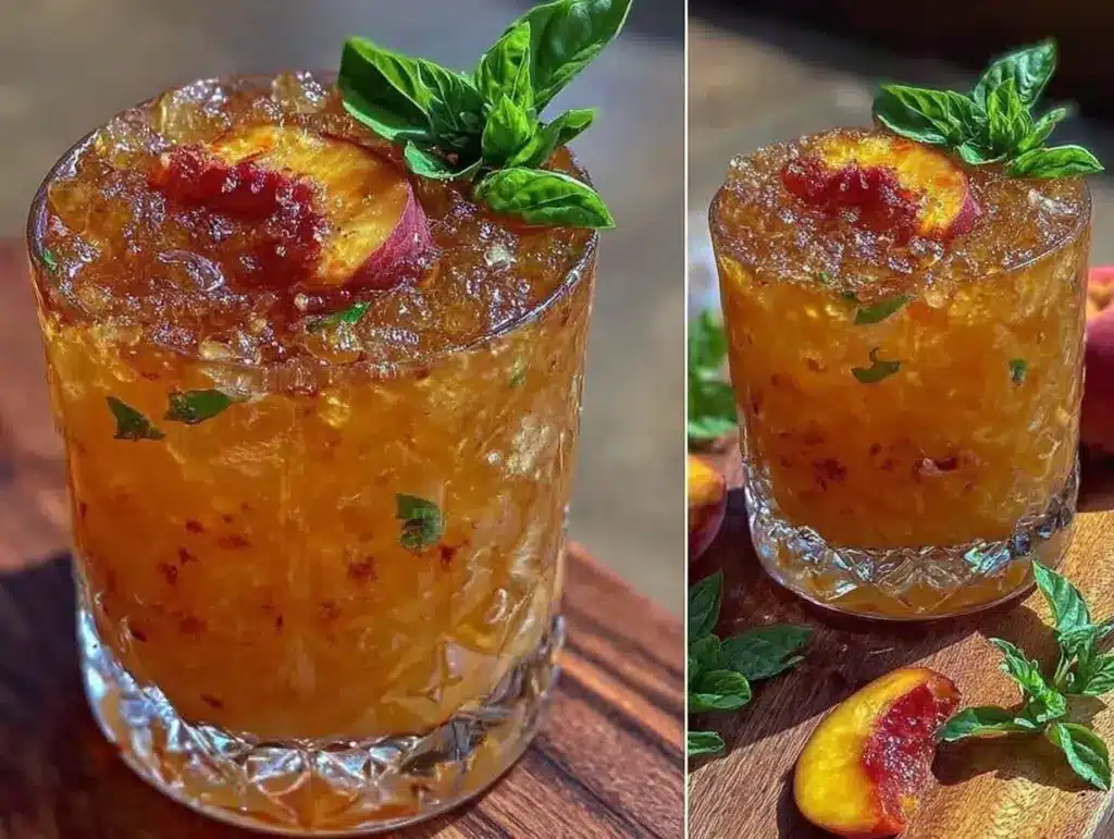peach bourbon smash - featured image