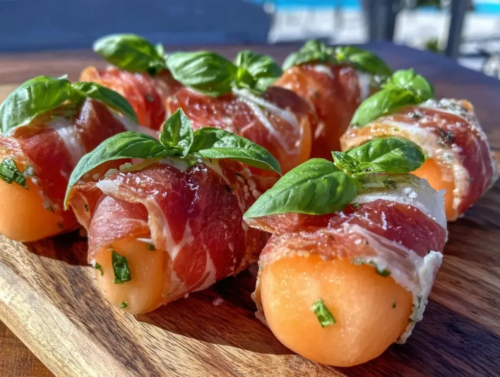 prosciutto wrapped melon skewers - featured image