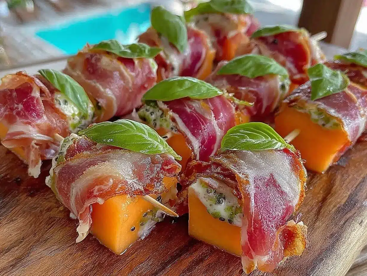 prosciutto wrapped melon skewers preparation steps
