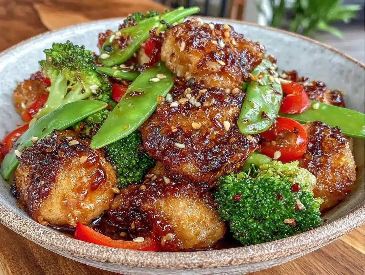 quick crispy honey sesame chicken stir-fry preparation steps