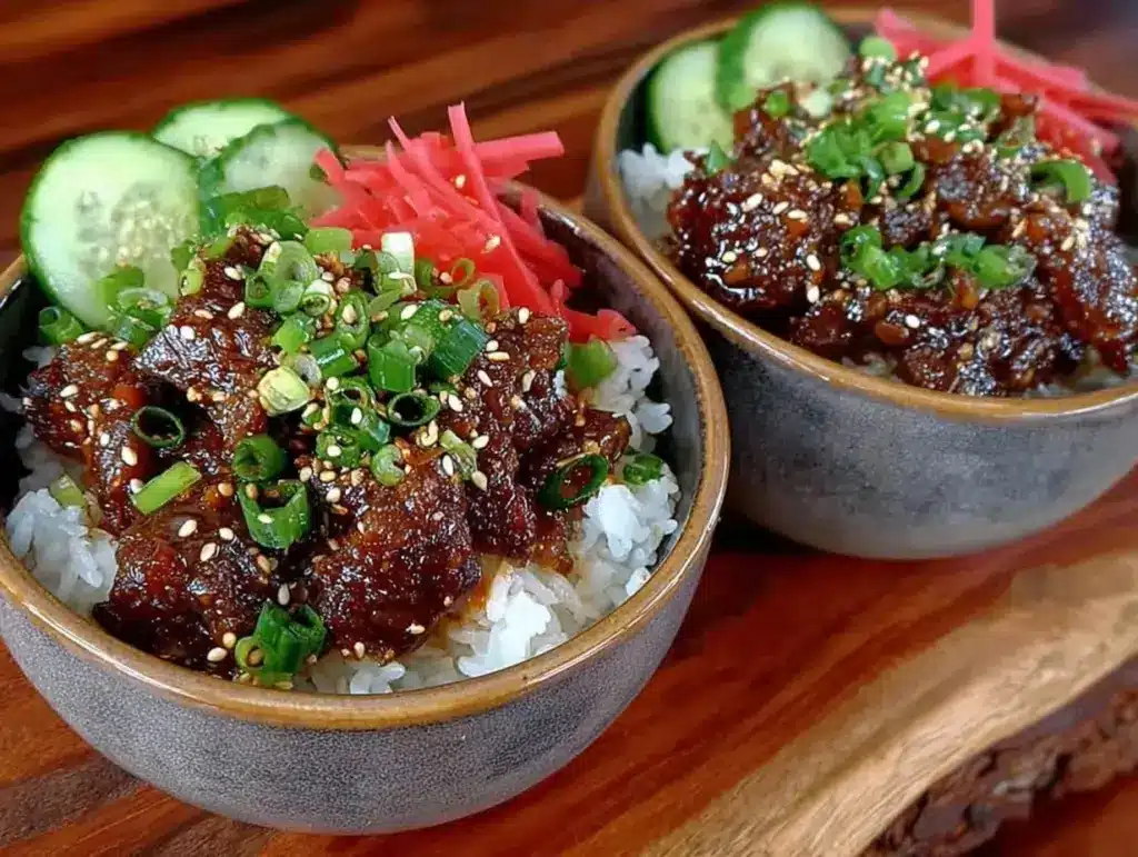 quick savory korean beef bowl - featured image