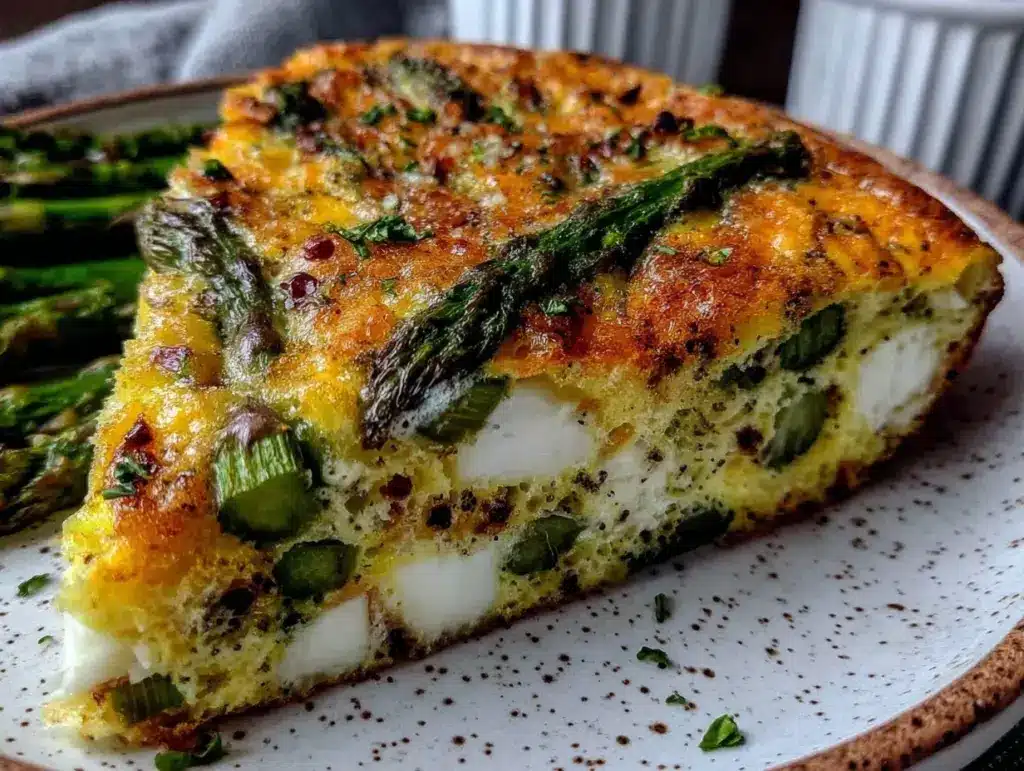 roasted asparagus and brie frittata - featured image