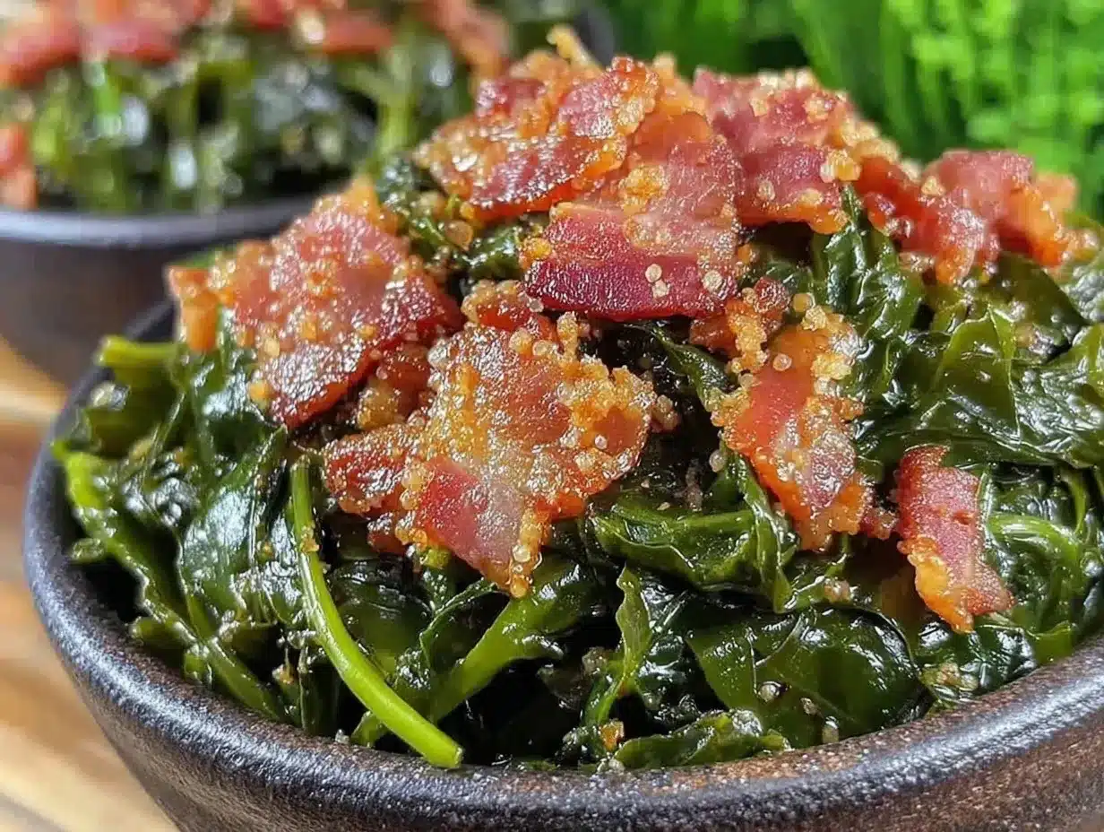 sautéed dandelion greens with bacon preparation steps