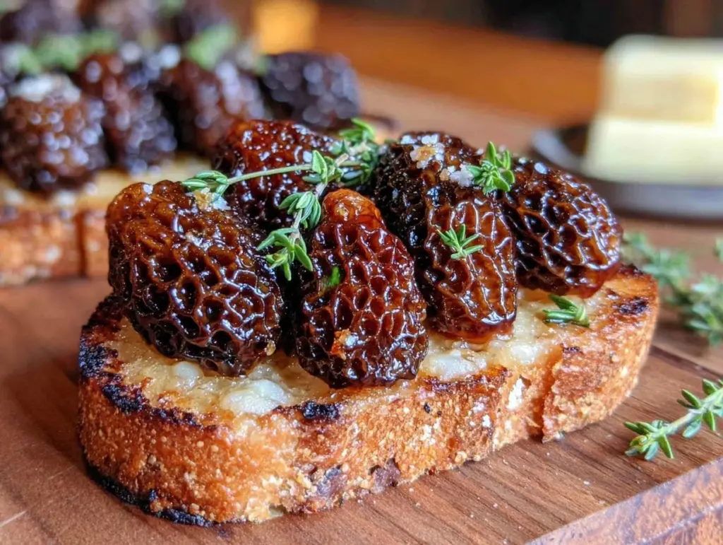 sautéed morel mushrooms brown butter garlic toast - featured image