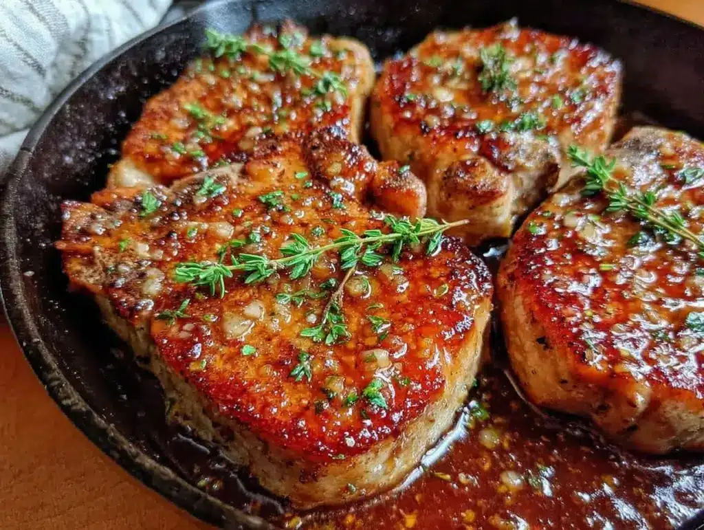 savory honey garlic pork chops - featured image