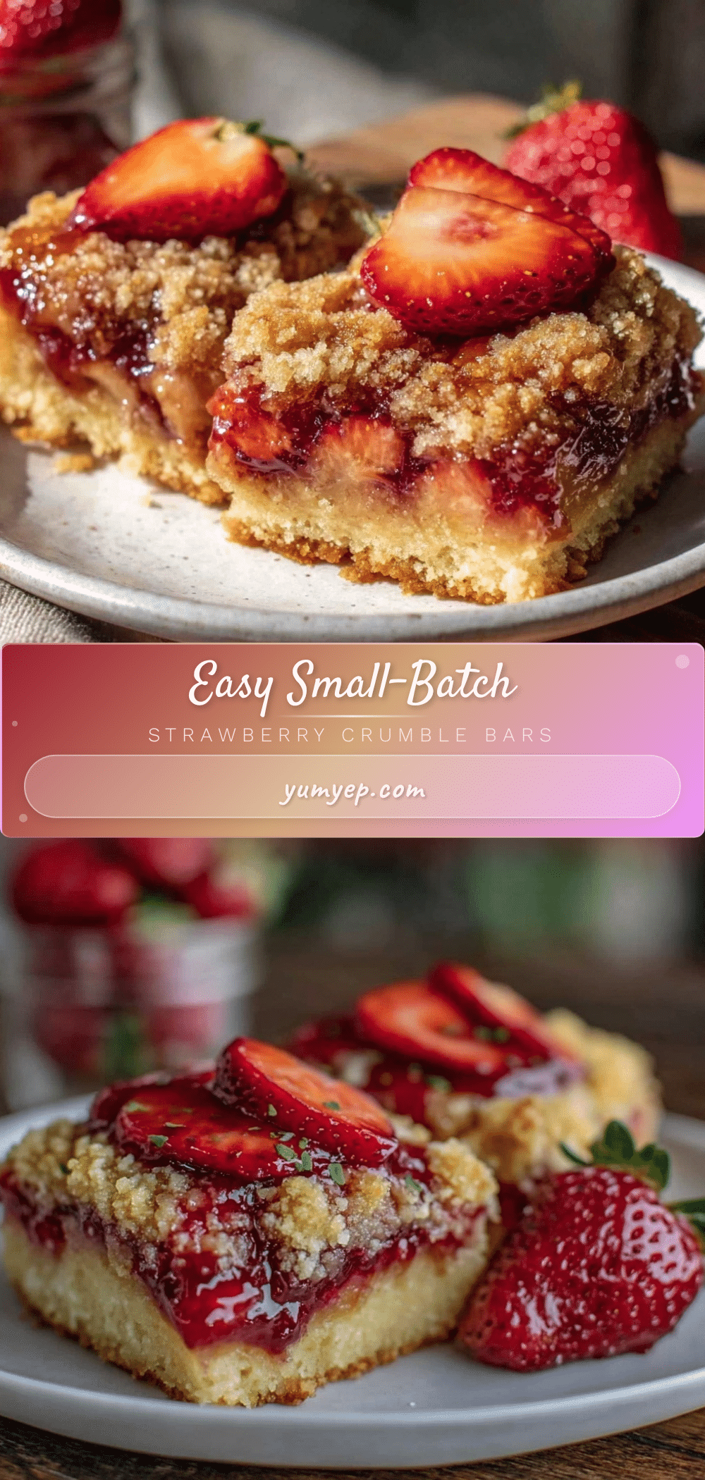 small-batch strawberry crumble bars recipe
