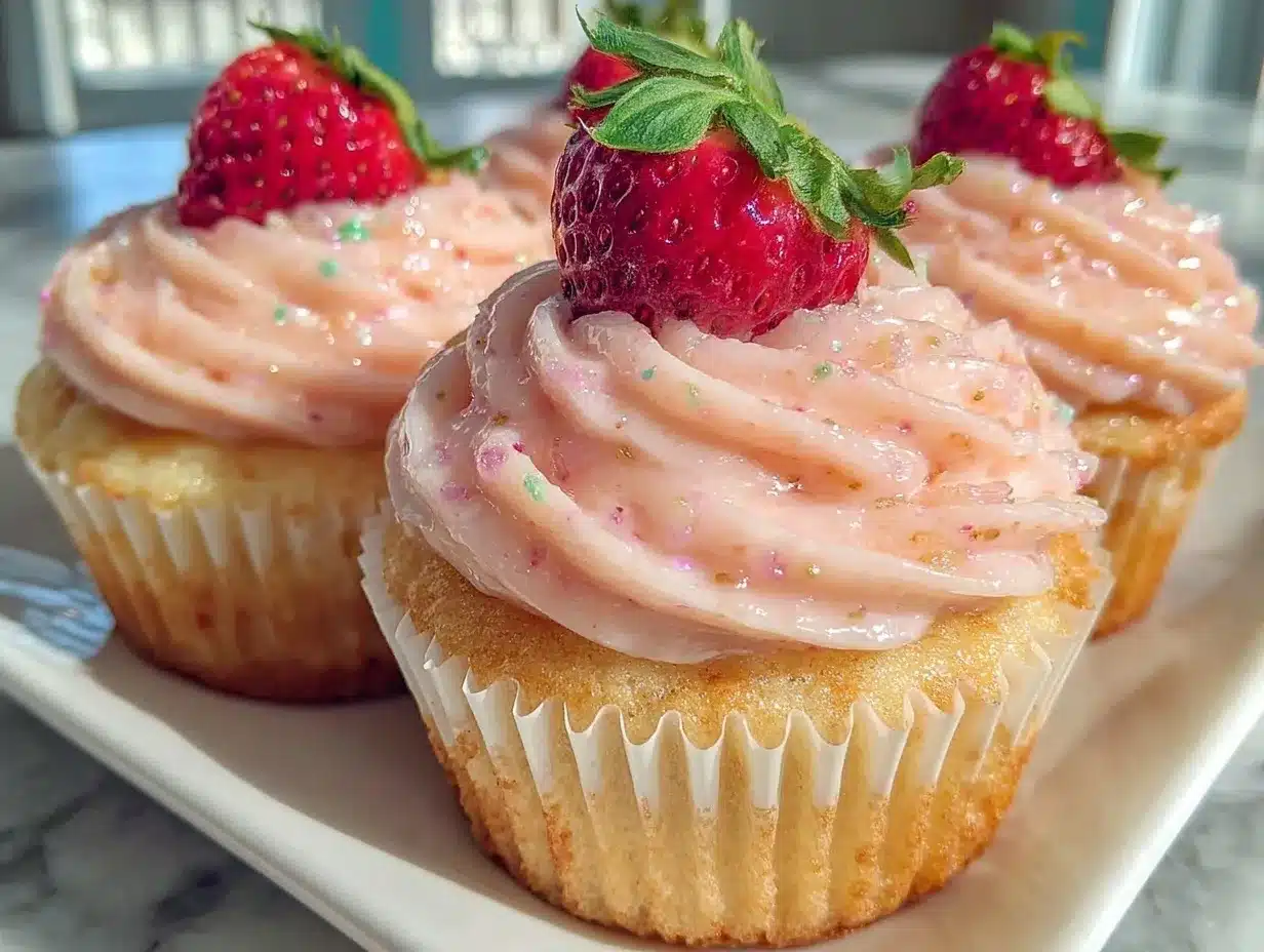 Strawberry Champagne Mimosa Cupcakes preparation steps