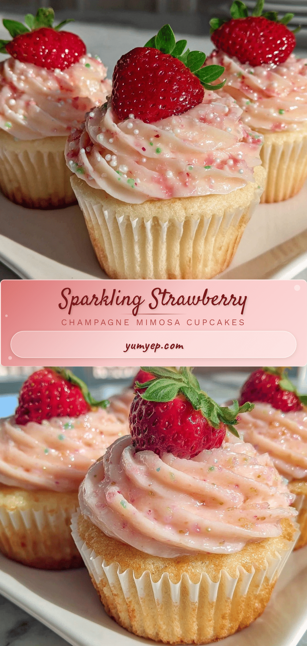 Strawberry Champagne Mimosa Cupcakes recipe