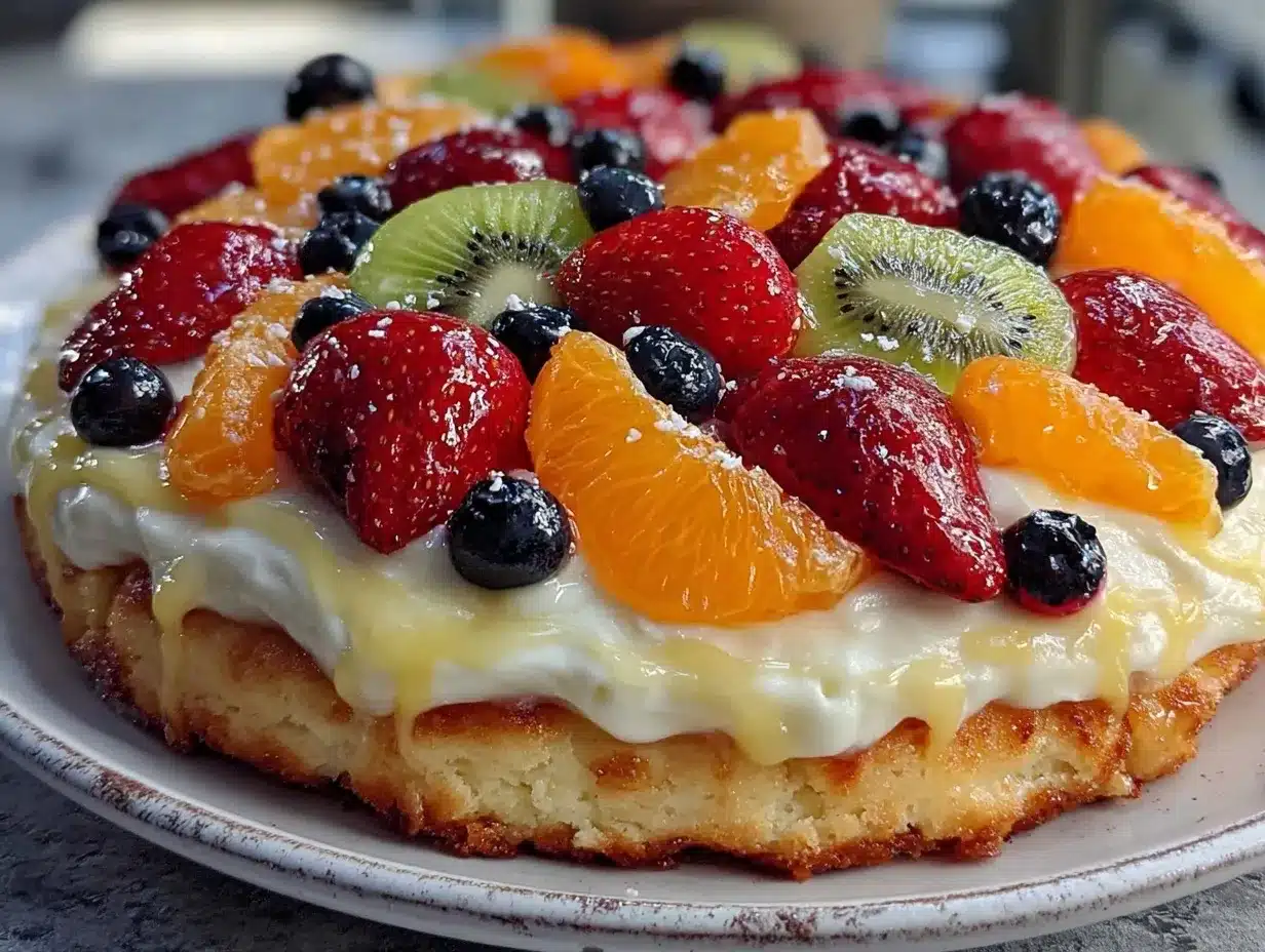 sugar cookie fruit pizza preparation steps
