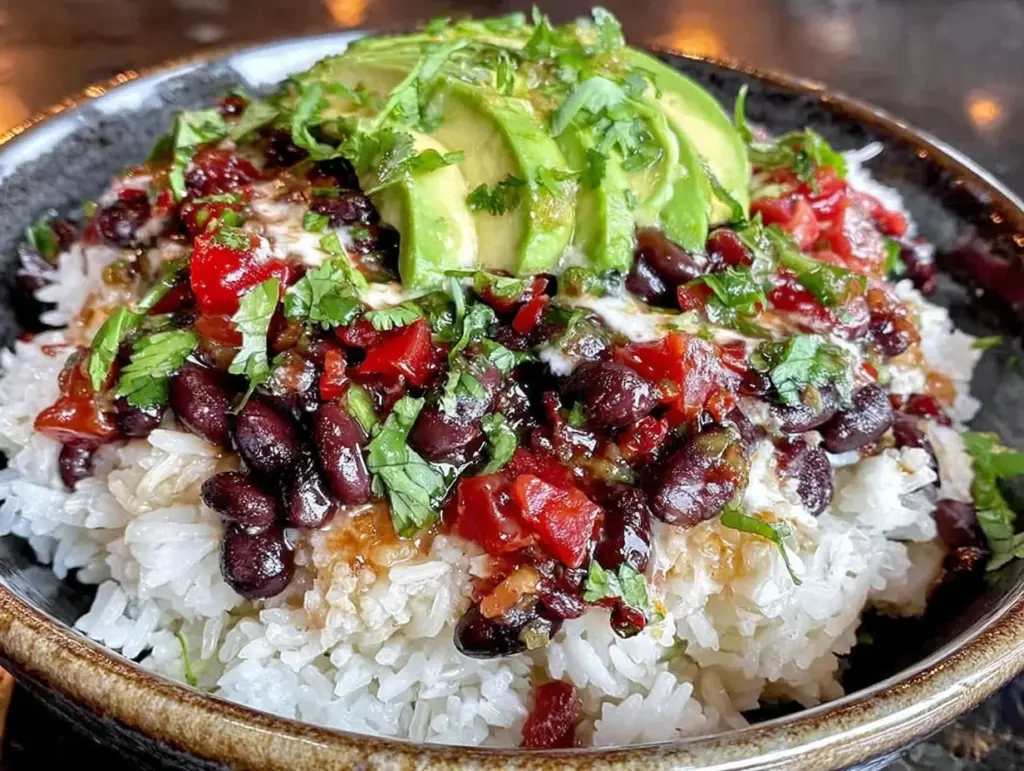 bean and rice burrito bowls - featured image