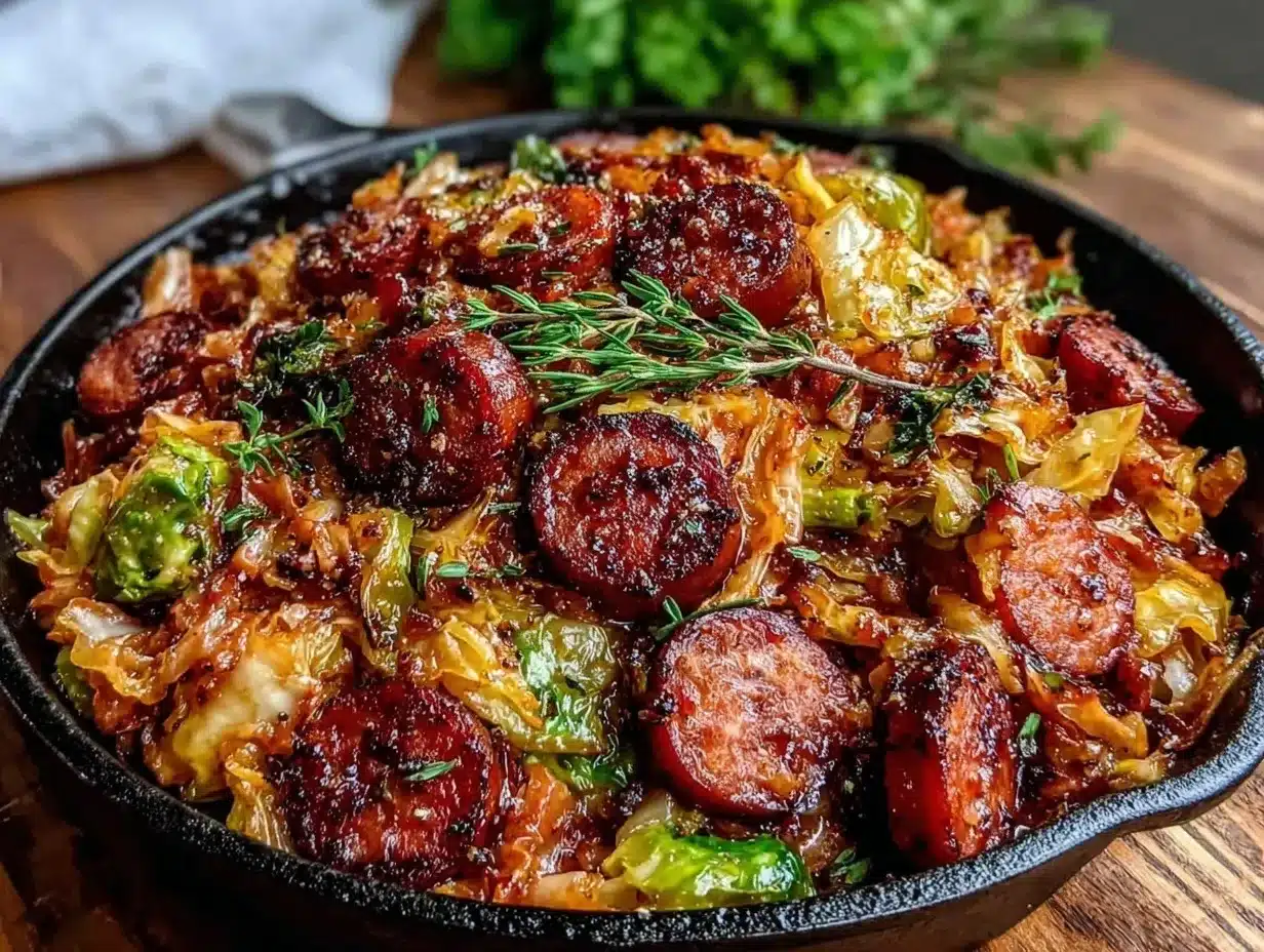 cabbage and sausage skillet preparation steps