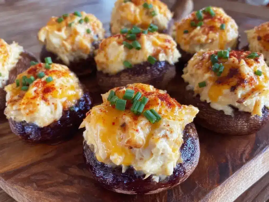 crab stuffed mushroom caps - featured image
