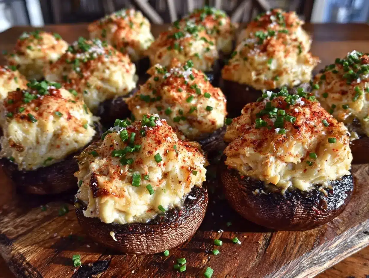crab stuffed mushroom caps preparation steps