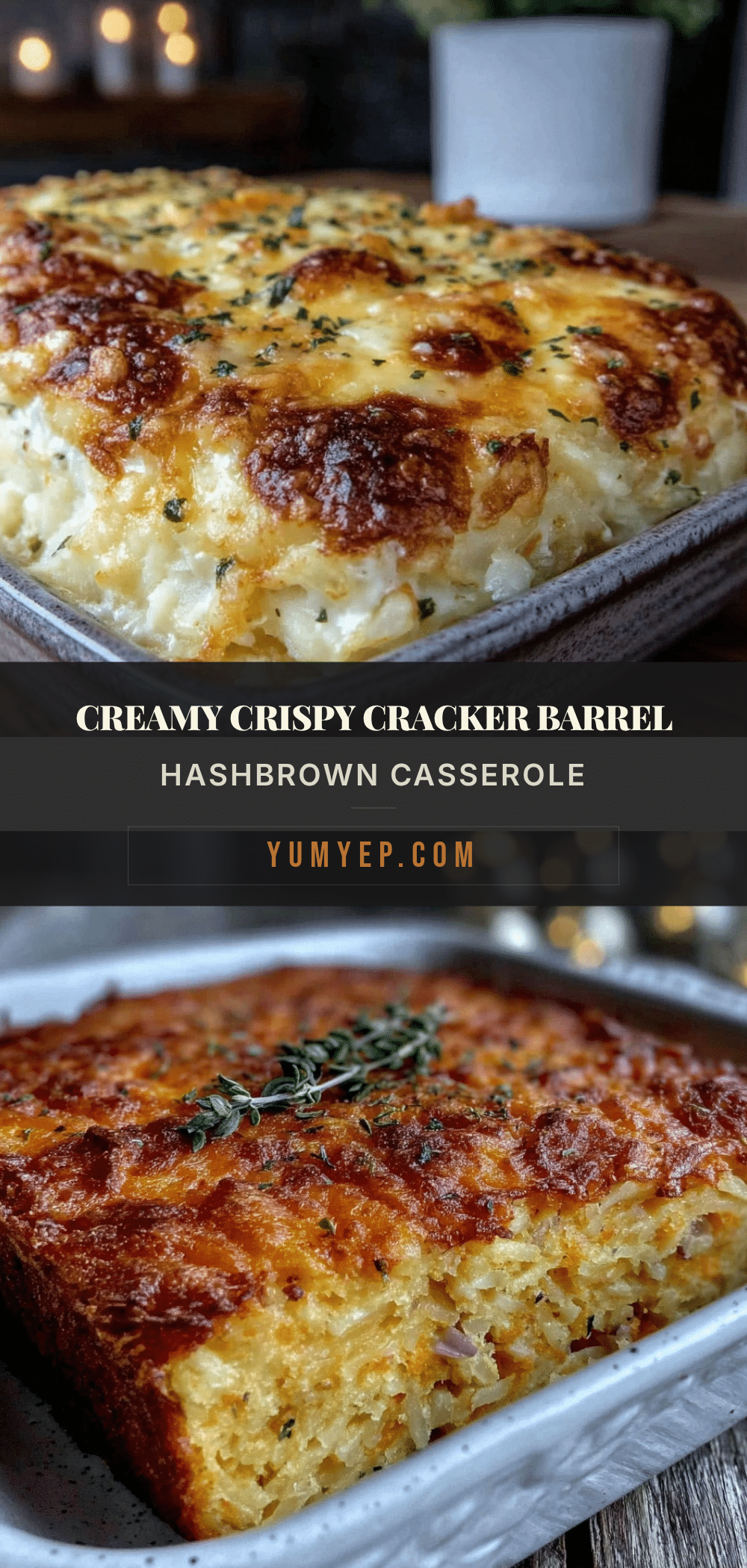 Creamy Crispy Cracker Barrel Hashbrown Casserole recipe