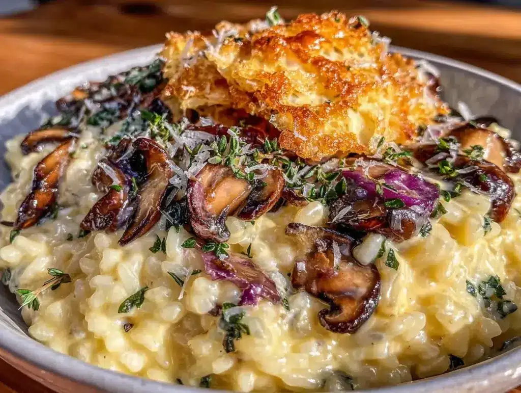 creamy mushroom truffle risotto - featured image