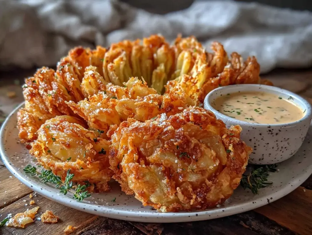 crispy air fryer blooming onion - featured image