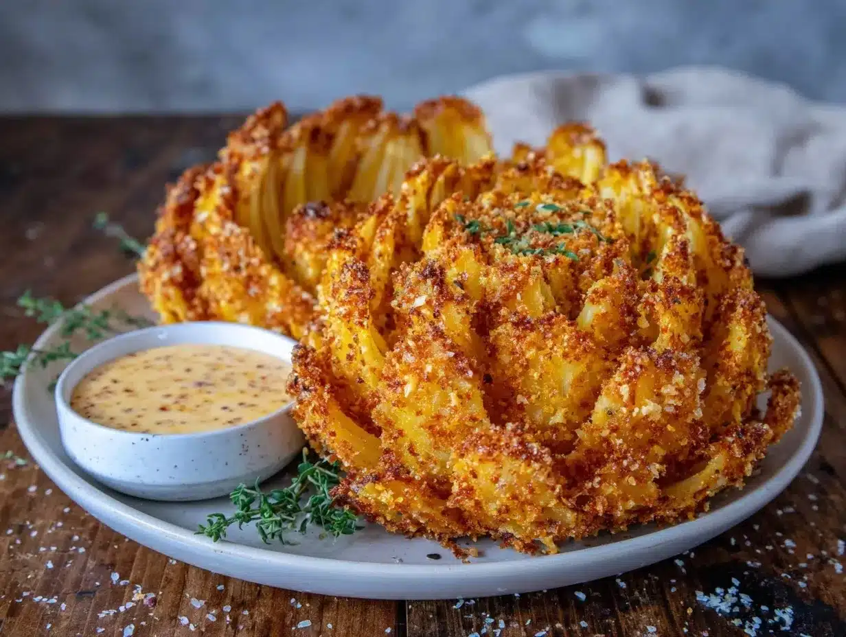 crispy air fryer blooming onion preparation steps