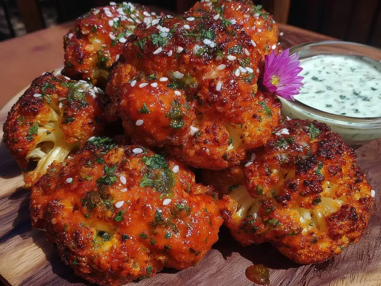 crispy air fryer cauliflower buffalo style recipe preparation steps