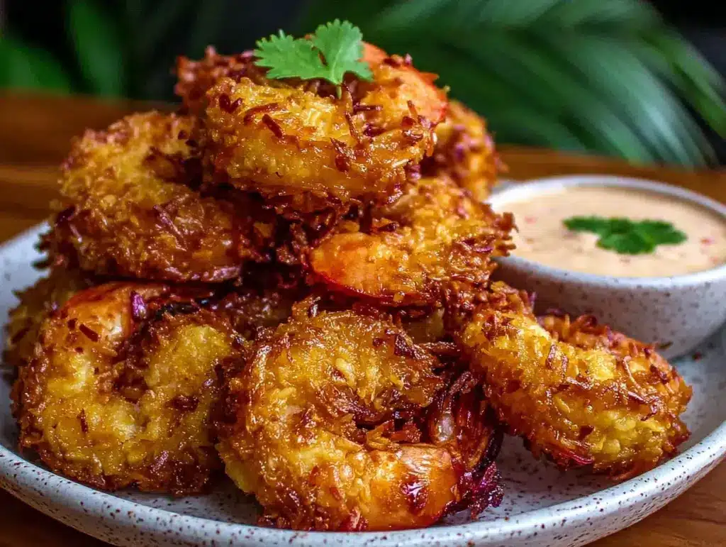 crispy air fryer coconut shrimp - featured image