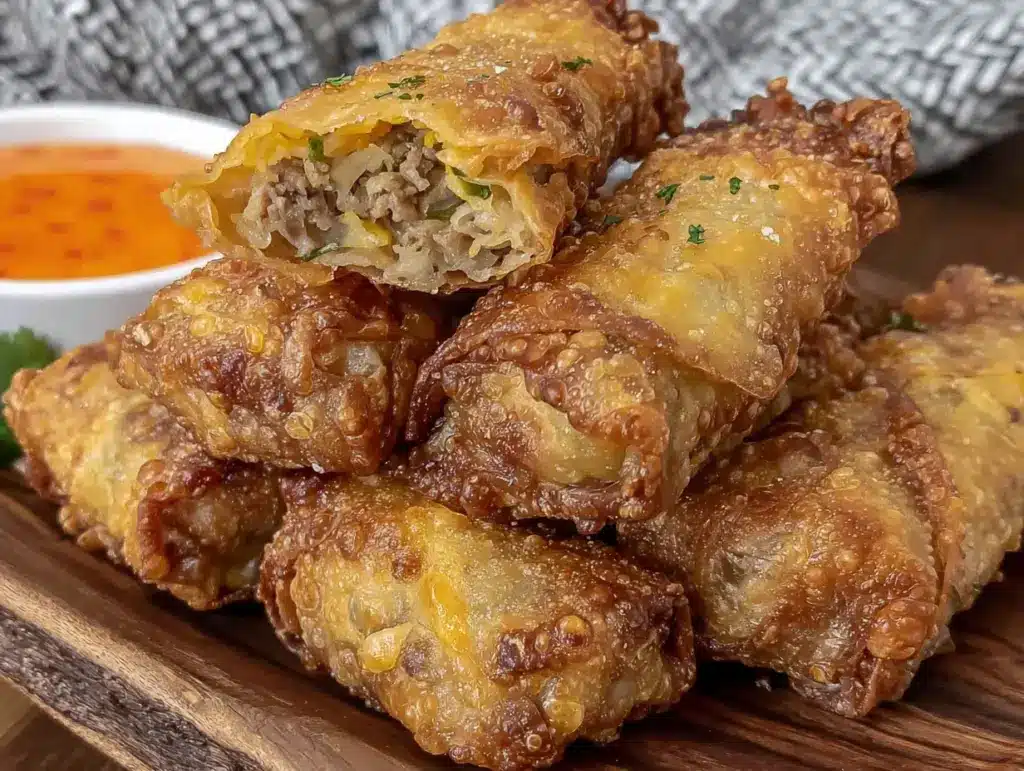 crispy air fryer egg rolls - featured image