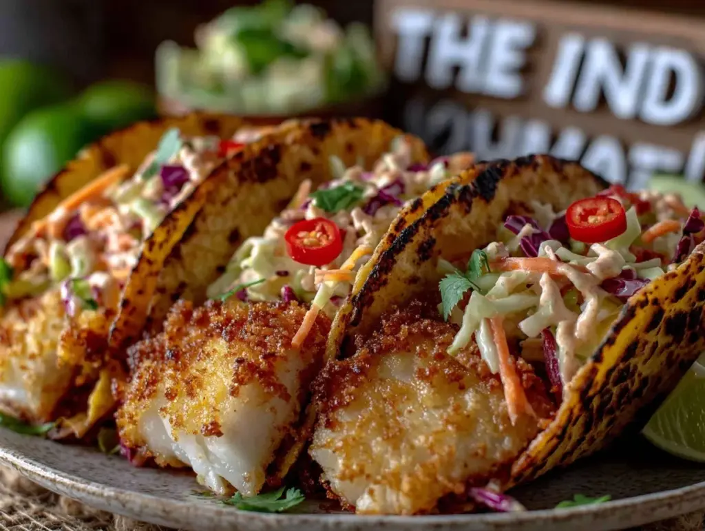 crispy air fryer fish tacos - featured image