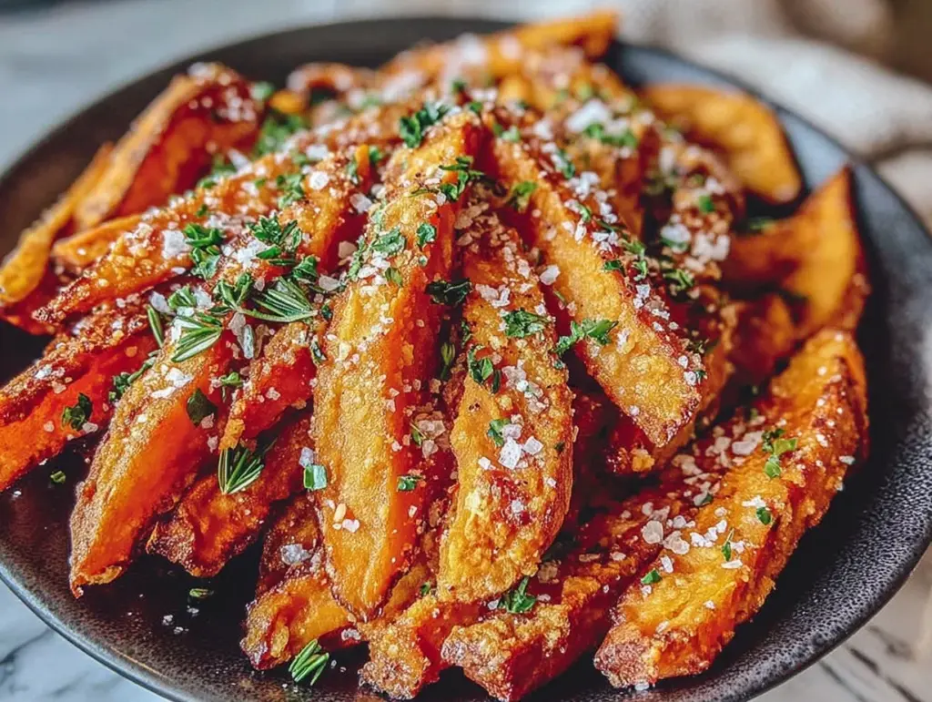 crispy air fryer sweet potato fries - featured image