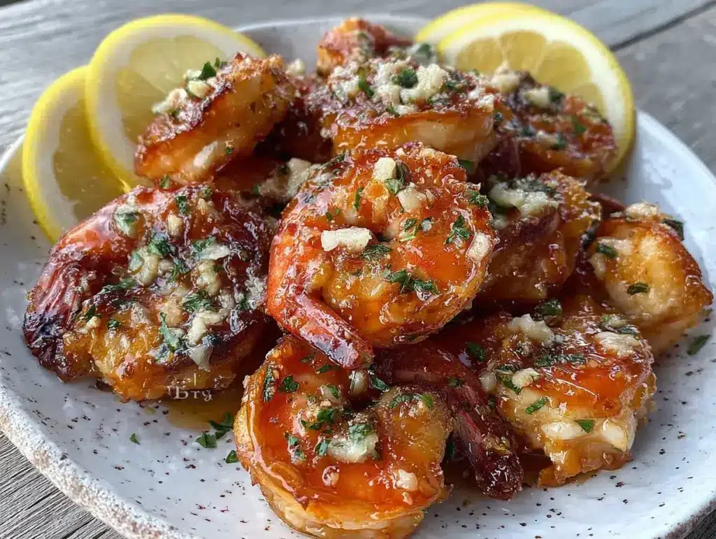 crispy garlic butter air fryer shrimp - featured image