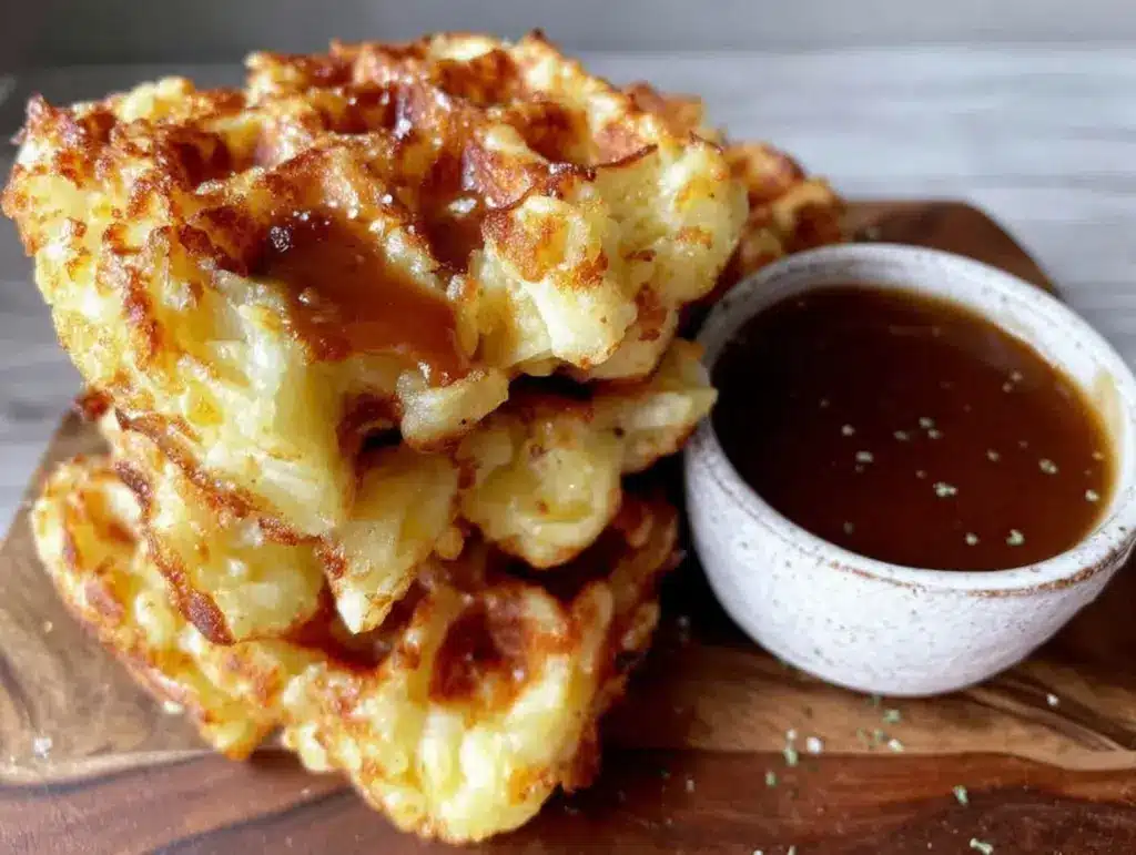 crispy leftover mashed potato waffles - featured image