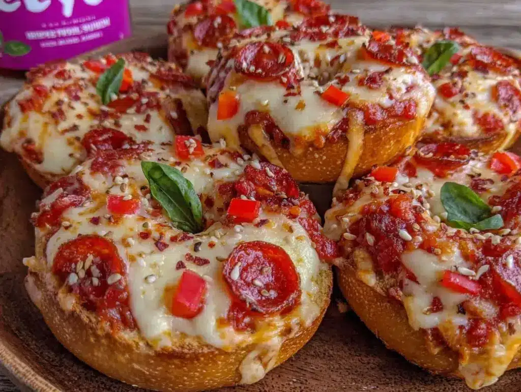 easy cheesy mini pizza bagels - featured image