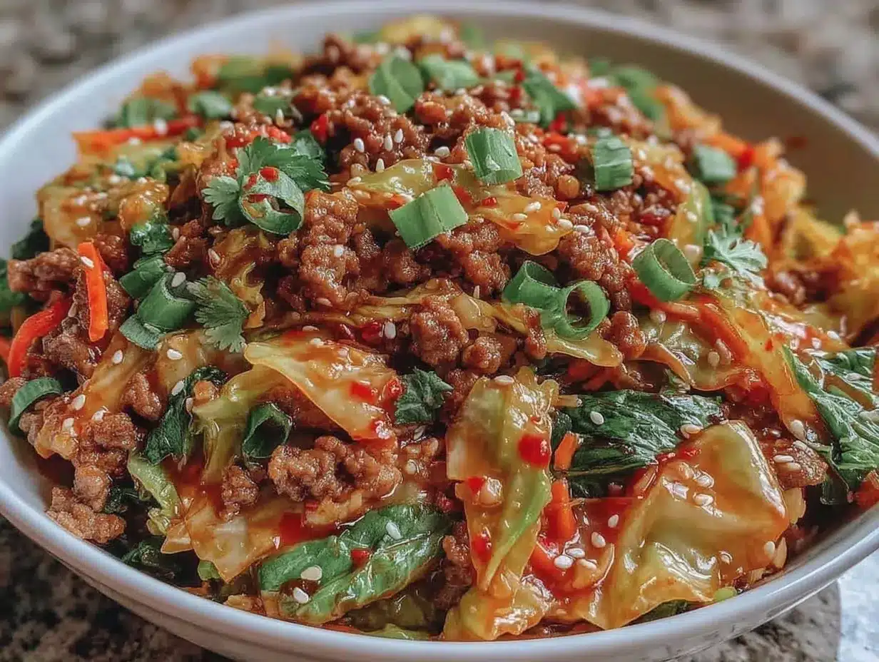 easy crispy keto egg roll in a bowl preparation steps