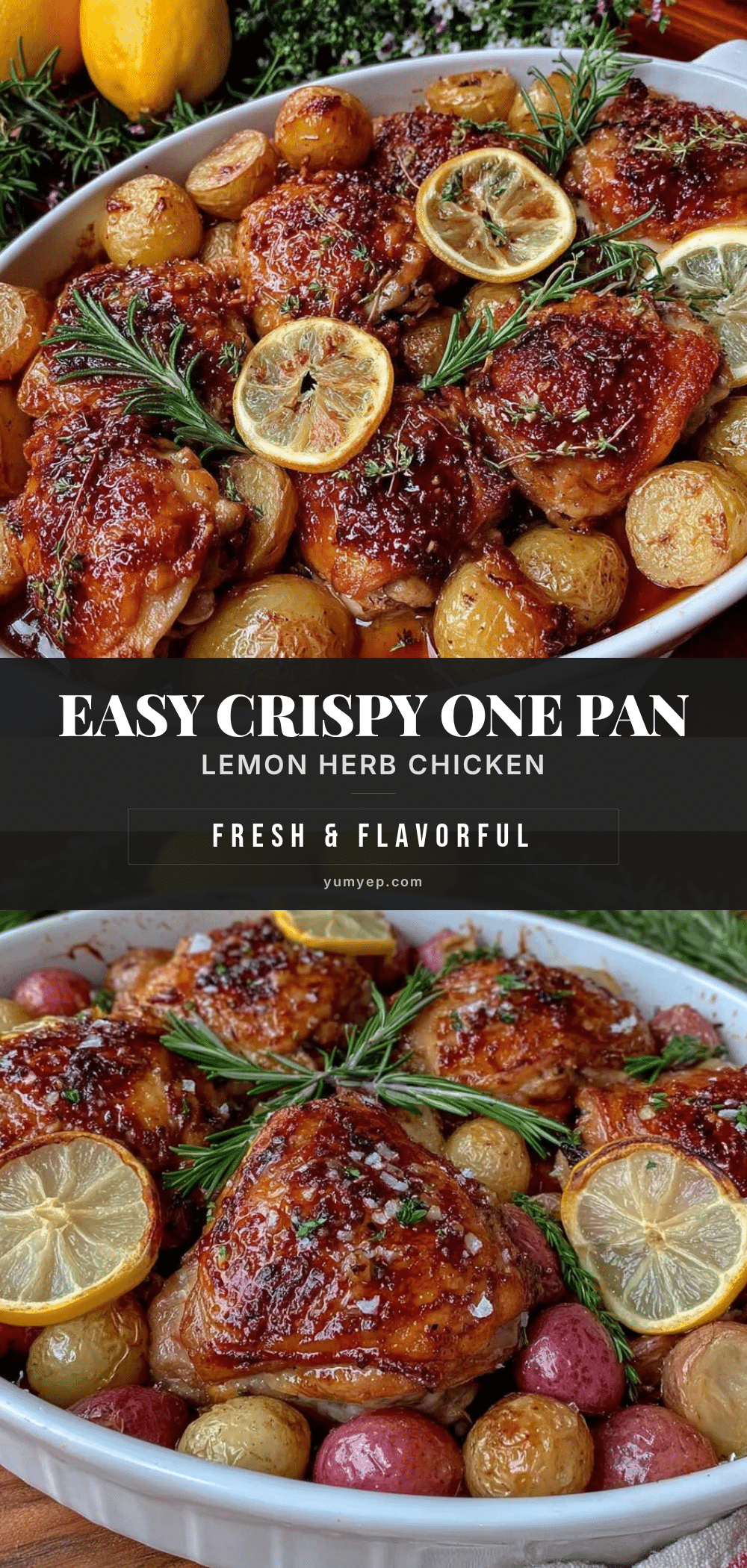 easy crispy one pan lemon herb chicken recipe